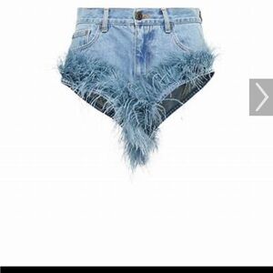 Area frayed denim feather Hot shorts